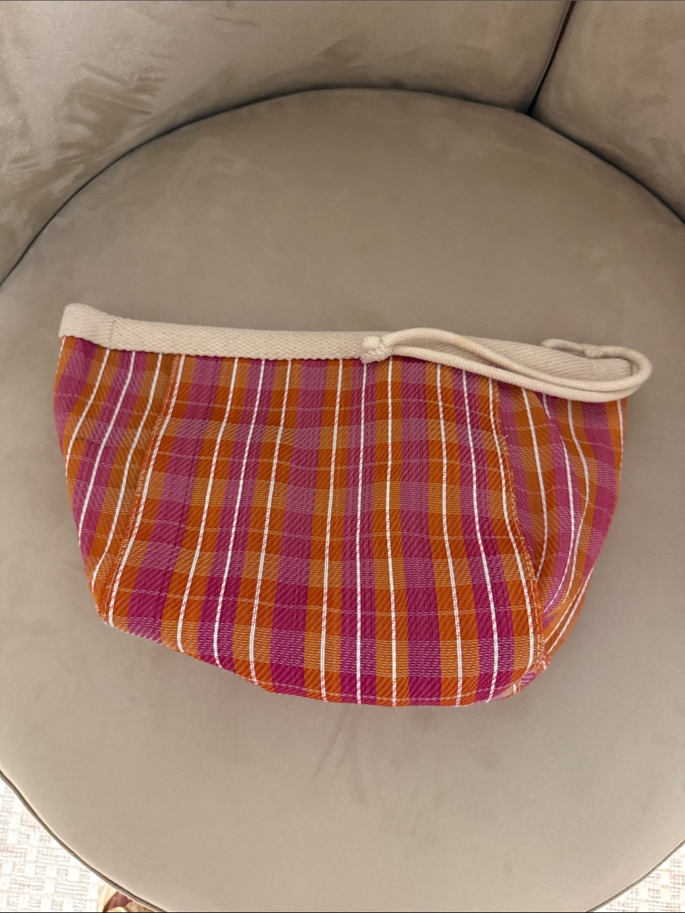 Isabel Marant Pink & Orange powden Striped Drawstring Pouch - Picture 3 of 4
